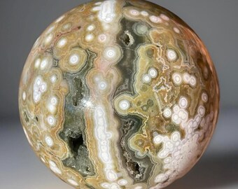 7th Vein Ocean Jasper Sphere, Unique Natural Orbicular Jasper Ball from Madagascar