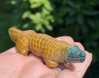 Jasper Handcarved Alligator Crystal Carving - No15