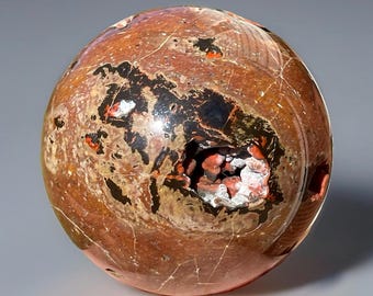 Red Fox Agate Statement Sphere: Botryoidal UV Agate, Collectors Crystal Ball (414)
