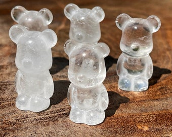 Mini Quartz Bears , Small Crystal Carvings, Clear Quartz baby Bears , Miniature Crystals