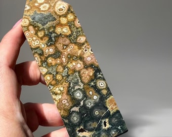 Ocean Jasper Tower - Natural Orbicular Pattern Point - Madagascar Crystal Obelisk - Unique Mineral Specimen Gift