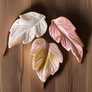 Alashan Agate Leaf Hand carving, Leafy Crystal figurine, Natural Pink Crystal