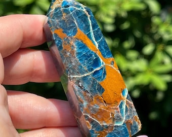 Blue Apatite Flashy Sparkly Tower, Manifestation Stone Brazilian Deep Blue Apatite - No.90