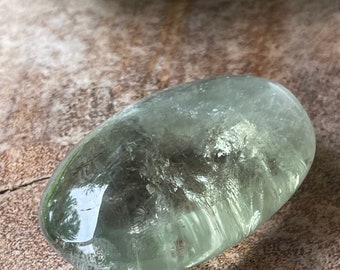 Prasiolite Palm Stone, Green Quartz Pocket Travel Purse Crystal, #14