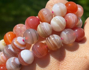 Carnelian Agate Bead Bracelet, HQ Crystal Beads and Gifts