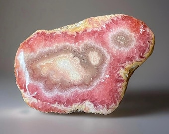 Rhodochrosite Stalactite Natural Slice with Sphalerite & Galena - Capillitas Mine, Argentina (167)