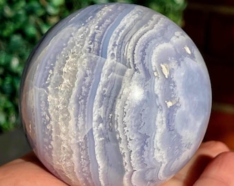 Blue Lace Agate Statement Sphere - HQ Natural Rare Agate, Unique Blue Lace XXL Orb, Collectors Crystal Ball (44)