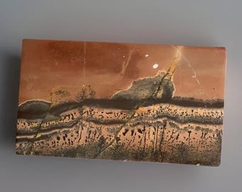 Picture Jasper Slab: Dendritic Scenic Carving, natural Stone House Decor (500)