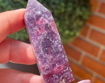 Unicorn Stone Tower - #93, Pink Tourmaline Lepidolite Smoky Madagascar Crystal Point