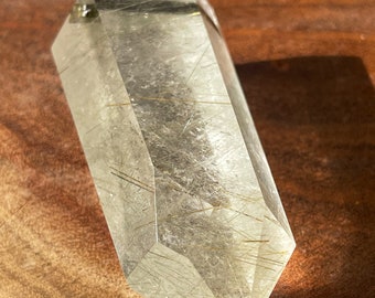 Rare Green Rutile Quartz Point - #W, AAA grade Rutilated Crystals