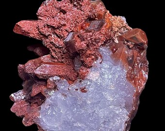 Red Tangerine Quartz Crystal Cluster, Mineral Specimen, Natural Clear Iron Quartz, Brazilian Quartz Specimen