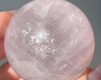 Periwinkle Rose Quartz Sphere, AAA Quality Unique Crystal, Rainbow Lavender Quartz Ball