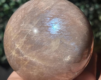 Moonstone XL Sphere with Blue Chatoyant Flash and Gold Confetti,  HQ Moonstone Crystal Ball (492)