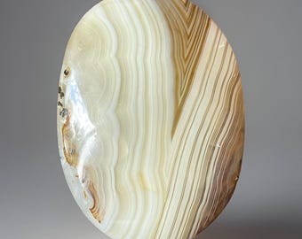 Chocolate Banded Agate Palmstone, Natural Agate Polished Crystal medallion, Pocket Rock (37)