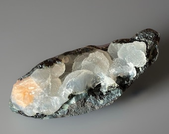 Natural Apophyllite with Stilbite on Basalt Matrix – Zeolite Crystal Cluster – Collector Mineral Specimen