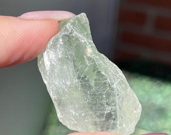 Prasiolite HQ Rough, Natural Green Quartz Raw Pocket Stone, Crystal Gift