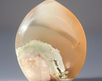 Pink & Green Flower Agate Small Crystal Flame Drop