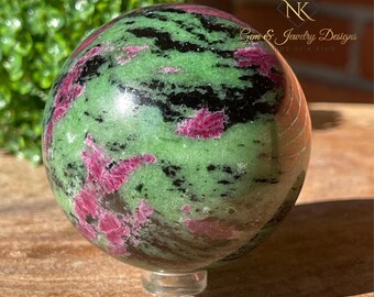 Ruby Zoisite Premium Large Sphere - #89, Rare One of a kind Crystals