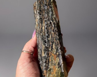 Ocean Jasper XL Tower - Natural Black & White Quartz Druzy Madagascar Ocean Moody Jasper Point