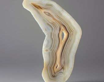 Brazilian Agate Large Slice Translucent Mirror Polished, Natural agate crystal unique slab