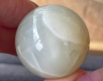 Sage Grey Jelly Moonstone Sphere, Energy Crystal, Natural Silky Moonstone Ball, Meditation Energy Crystal Rock (74)