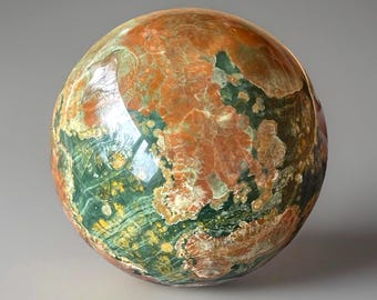 Rainforest Jasper Sphere,  Natural Unique Australian Jasper Crystal Ball, Earthy Green Jasper (289)