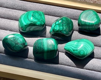 Malachite Tumbled Stone, Natural Polished Malachite Crystal , Rocks for Cars and Purses