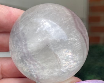 White Fluorite Sphere with Rainbow inclusions - No. 100