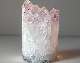 Amethyst Core Cluster w Agate, Natural  Crystal Cluster Cupcake (223)