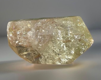 Citrine Faceted Crystal with Rainbows, Smoky Citrine AAA Grade Polished Gemstone