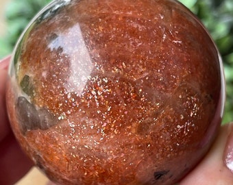 Arusha Sunstone Sphere , Crystal Gifts for Gem Collectors, Unique Stone Home decor, Rare HQ Crystals