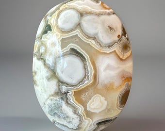 Ocean Jasper Jumbo Palmstone 8th Vein , Rare Orb Pattern Stone from Madagascar,  Bubble Jasper Pocket Stone (256)