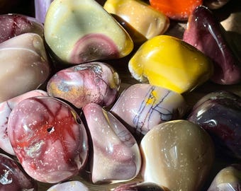 Spider Vein Mookaite Jasper - Natural Tumbled Stone - Earthy Red & Yellow - Pocket Stone Collection - Choose your favorite