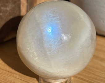 White Moonstone High Quality Sphere, Gold Blue Flashy Moonstone AAA Grade Unique  Crystal Find