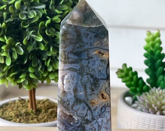 Purple Moss Agate Druzy XL Tower