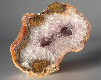 Laguna Agate XL Nodule with Lavender Quartz – Hand polished Polished Front, Rare Mexico Agate
