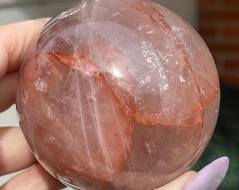 Fire Quartz Sphere, Red ferruginous Quartz, HQ Sphere AAA grade Crystal Ball (438)