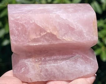 Rose Quartz Large Barrel Crystal Freeform, Natural Pink Crystal Rough & Polished from Brazil, Uniquely Shaped Rose Quartz