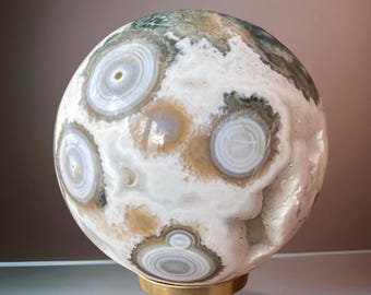 Old Stock Ocean Jasper Sphere, Rare Private Collection Release - Madagascar Bubble Jasper, Orbicular Jasper Vein 1 (358)