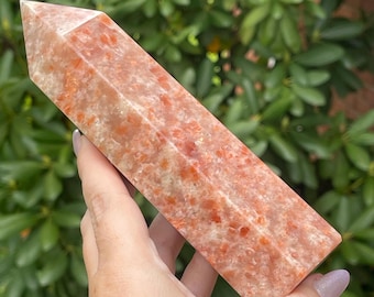 Sunstone Large Tower, Golden Sunstone Polished Crystal Point - 7 inches tall