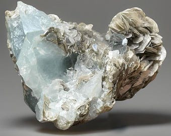 Aquamarine Specimen with multiple terminated Point Clusters, Gem Quality Aquamarine crystal, Collectors Aquamarine  with Muscovite on Matrix