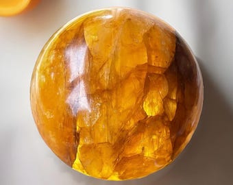 Large Golden Healer Quartz Sphere - 70mm Polished Yellow Crystal Ball - Rare Collectible Gemstone Decor #81
