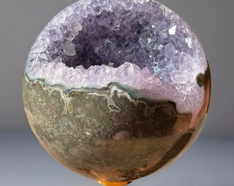 Amethyst Geode Large Sphere / Rare Collectors Crystal Statement Ball / Natural Amethyst Smile Sphere