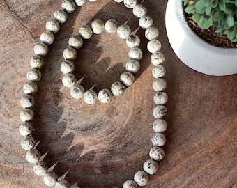 8th Vein Ocean Jasper Big Bead Necklace and Bracelet set, Orbicular Ocean Jasper, old stock ocean Jasper collectors edition jewelry