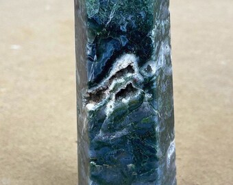 Blue Moss Agate XXL Tower | Tall Moss Agate Tower | Druzy Moss Agate Tower | Moss Agate Obelisk | Home Decor, AAA Grade Crystal gifts