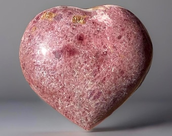 Natural Rhodonite XL Heart with Golden Calcite Inclusions | Polished Pink Manganese Silicate Crystal (7)