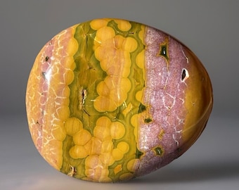 Kabamby Ocean Jasper Palmstone, Pink & Green Orbicular Ocean Jasper, Natural Unique Madagascar Jasper