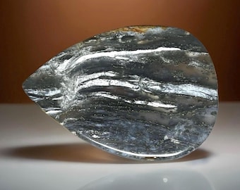 Blue Petrified Wood Pear Drop Flat Crystal: Rare Natural Collectors Rock, Lapidary Specimen Slice (308)