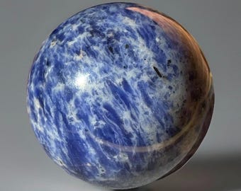 UV Reactive Sodalite Sphere: Blue, White and Black Crystal Ball  (56mm)