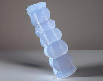 Druzy Blue Chalcedony 17MM Beads Bracelet, HQ Rare SOFT Bangle, Collectors Edition Crystal Jewelry